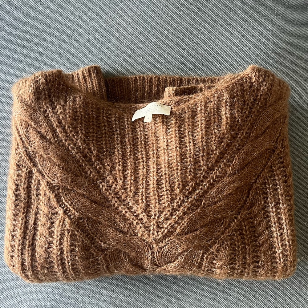 Sezane Warm Brown Knit Sweater